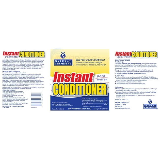 Natural Chemistry Instant Pool Water Conditioner, Stabilizer, Cyanuric Acid, 1 Gal - 07401 - Image 2