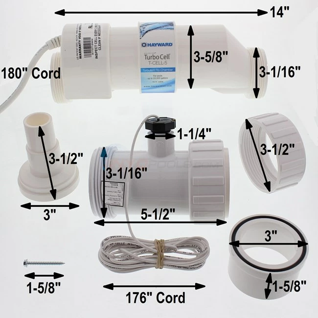 Hayward AquaTrol Above Ground Pool Salt System, Hose & Pipe Fittinng, 3 Prong Plug, Control Panel & TurboCell - Model W3AQ-TROL-HP - Image 7