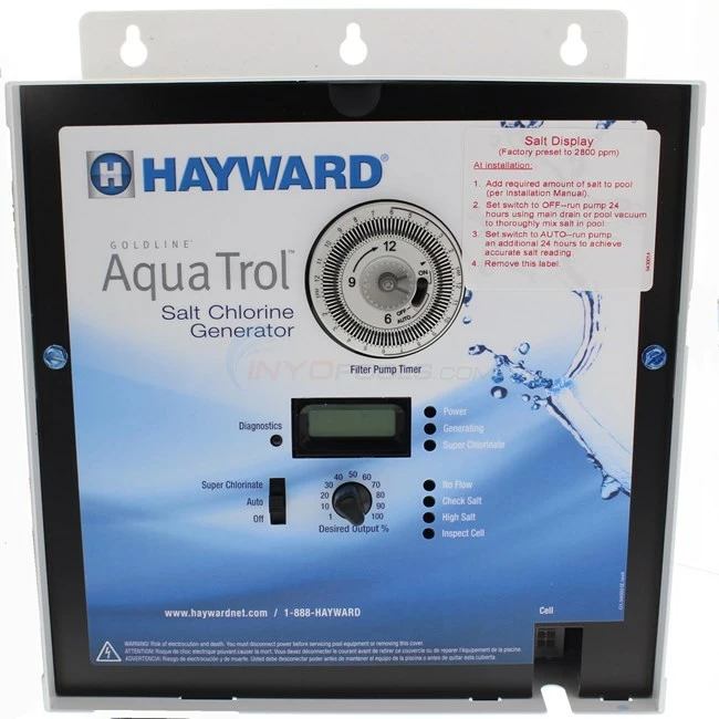 Hayward AquaTrol Above Ground Pool Salt System, Hose & Pipe Fittinng, 3 Prong Plug, Control Panel & TurboCell - Model W3AQ-TROL-HP - Image 3