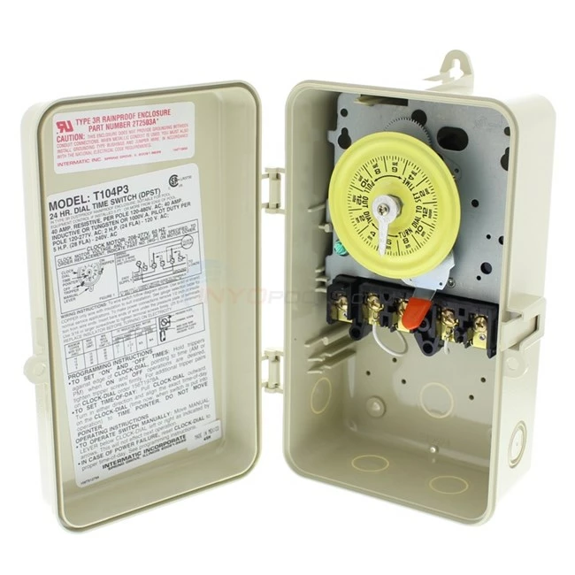 Intermatic T104P3 24 Hour Time Switch, 220V, Plastic Enclosure - Image 3